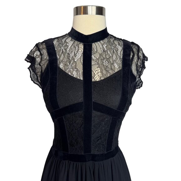 Miusol Whimsigoth Goth Dark Fairy Black Lace Maxi Dress Sz Sm - Picture 2 of 13